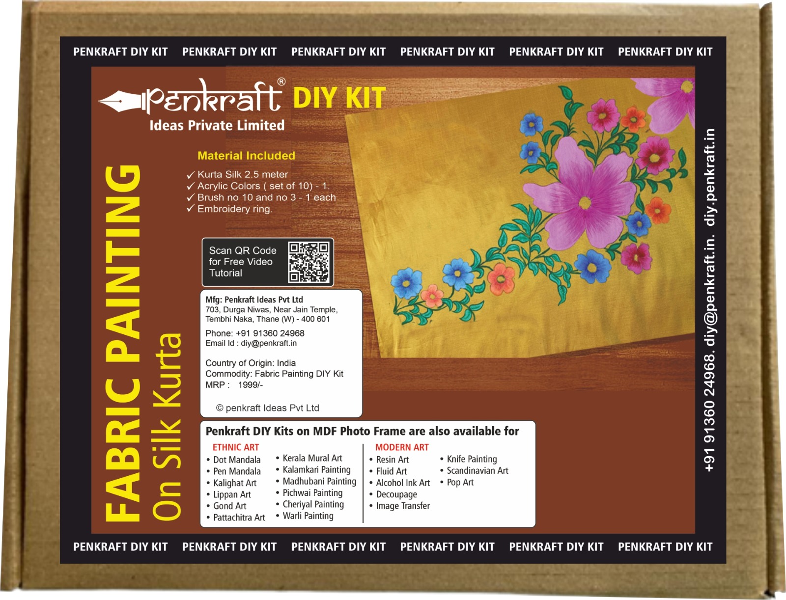 Penkraft Fabric Painting on Silk Kurta DIY kit with Free video tutorial